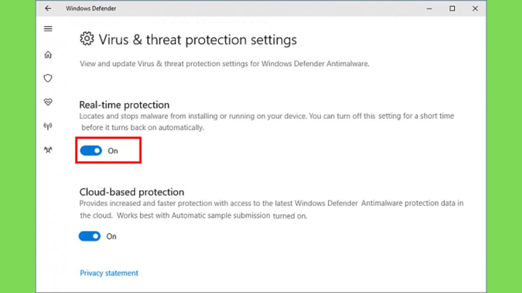 Turn Off Real-Time Protection(Windows Defender)