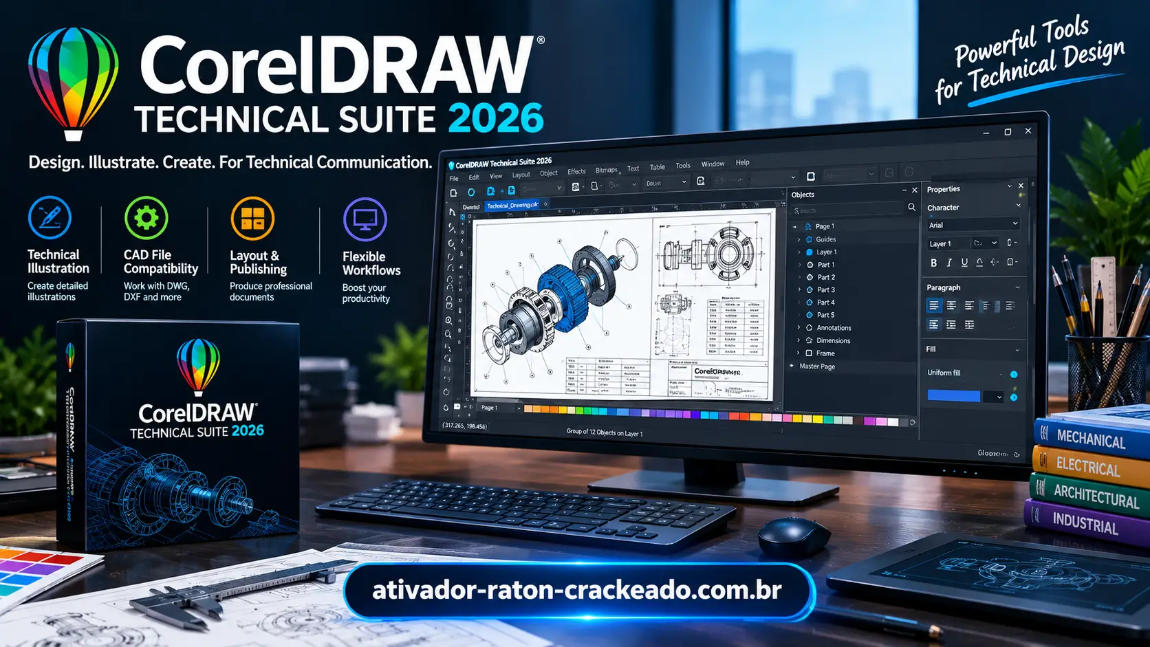CorelDRAW Technical Suite 2026 v27.2.0.135 Baixar Gratis PT-BR Gratis Download - AtivadorRatonCrackeado CorelDRAW Technical Suite 2024 Recursos